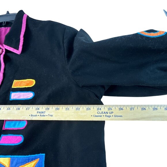 Allure Womens Star Embroidered Button Blazer Size XL Black Long Sleeve Tribal - Picture 7 of 9
